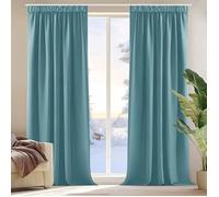 Deconovo 2 Pièces Rideaux Occultants de Porte Thermique Anti Froid Rideau Salon Galon FronceurJaune Moutarde140x245cm Bleu Ciel