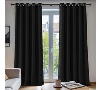 Deconovo Anti Bruit Rideaux Isolation Lumineux Anti UV Noir | 2 panneaux, L 168 x H 229 cm, Separation de Piece, Anti Chaleur, Isolant, Rideau Fenetre, Phonique, Acoustique, Avec Oeillets