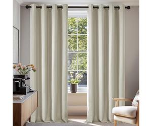 Deconovo Draperies Rideaux Isolation Thermique Rideau Court Beige | 2 panneaux, L 132 x H 160 cm, Separation de Piece, Anti Chaleur, Isolant, Draperies pour Maison Chambre, Moderne, Anti UV