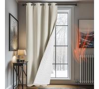 Deconovo Lot de 1 Rideau avec Voilage, Rideau Occultant Isolant Thermique Anti Froid, pour Salon et Chambre, 132×214 CM (Largeur x Hauteur), Beige