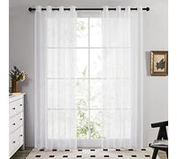 Deconovo Lot de 2 Oeillets Transparent Cuisine Moderne Fenêtre Porte Salon 132x242cm Blanc