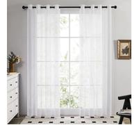 Deconovo Lot de 2 Oeillets Voilage Décoration s Rideaux de la Cuisine Moderne pour Fenêtre Porte Salon 132 x 242cm Blanc