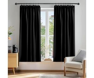 Deconovo Lot de 2 Rideau 50% Occultant Thermique Anti Froid Isolant Galon Fronceur Cuisine Rideaux Chambre Fille,Halloween Noir 132x138cm