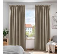 Deconovo Lot de 2 Rideau Chambre Bebe Enfant Rideaux Thermique Anti Froids Porte Fenetre Rideaux Balcon Cuisine Intérieur Galon Fronceur 140x260cm Taupe