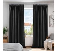 Deconovo Lot de 2 Rideau Fenetre Salon Cuisine Court, Rideaux Thermique Anti Froids Isolant Phonique Rideau Galon Fronceur Occultant 140x180cm, Halloween Noir