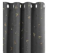 Deconovo Lot de 2 Rideau Occultant à Oeillets Rideaux Courts Chambre Rideau Thermique Anti Froid Isolant Rideaux Doré avec Motif pour Chambre 117x183 CM Gris Clair