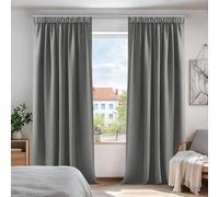 Deconovo Lot de 2 Rideau Occultant Thermique Anti Froids Rideaux Fenetre Chambre Enfant Galon Fronceur Rideau pour Salon Cuisine Gris Clair 132x214cm