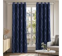 Deconovo Lot de 2 Rideau Occultants Isolant Thermique Anti Froid Rideaux à Oeillets Les Point-Lignes Imprimés Argents 140x240cm en Chambre