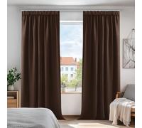 Deconovo Lot de 2 Rideau Salon Moderne Rideau 50% Occultant Thermique Anti Froid Isolant Galon Fronceur Chocolat 140x200cm