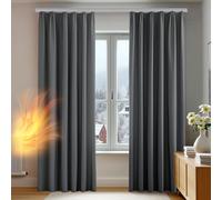 Deconovo Lot de 2 Rideaux avec Galon fronceur, Protection Contre Le Froid, occultant, Protection Contre Le Bruit, pour Salon, Chambre à Coucher, 175 x 140 cm (Hauteur x Largeur) Gris foncé