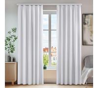 Deconovo Lot de 2 Rideaux Chambre de Porte Galon Fronceur Occultant Rideau Cuisine Salon Balcon Isolant Thermique Anti Froid Blanc Pale Gris 140x220cm