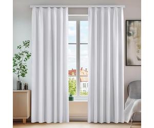 Deconovo Lot de 2 Rideaux de Porte Occultants Cuisine Fenêtre Intérieur, Rideau Isolant Thermique Anti Froid Galon Fronceur Salon Balcon Chambre Fille, Blanc Pâle Gris, 140x245cm