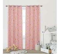 Deconovo Lot de 2 Rideaux Occultants à Oeillets et Etoiles Dorés Thermique Anti Froid Désign Moderne Rideaux Isolant Thermique Anti Froid pour Salon Enfant 117x183 cm Rose Corail