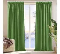 Deconovo Lot de 2 Rideaux Fenetre Cuisine Thermique Anti Froid Occultant Rideau Salon Design Moderne de Porte Galon Fronceur Vert 140x175cm