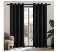 Deconovo Lot de 2 Rideaux Noir Occultants à Oeillet Rideau Isolant Thermique Rideau Occultant pour Salon 132x160cm Noir