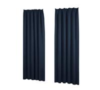 Deconovo Lot de 2 Rideaux Cuisine Isolant Thermique Anti Froid Galon Fronceur Rideau de Porte Chambre Maison Intérieur Fenêtre Salon Occultant Bleu Marine 140x175cm