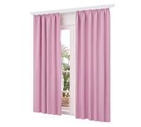 Deconovo Lot de 2 Rideaux Galon Fronceur Chambre de Porte Rideau L’h?tel Fenêtre Intérieur Occultants Isolant Thermique Anti Froid 140x175cm Rose