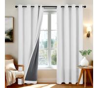 Deconovo Lot de 2 Rideaux Occultants à Œillets, Opaques, pour Salon et Chambre, Thermiques, Protection Contre Le Froid, Blanc Pâle Gris,140L X 260H cm (2 Panneaux)