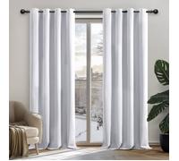 Deconovo Lot de 2 Rideaux Occultants à Oeillets 140x260cm Isolant Thermique pour Livingroom Blanc Pale Gris