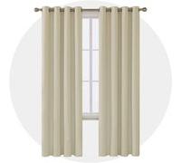 Deconovo Rideaux Thermiques Rideau Occultant avec Oeillets Beige Foncé | 2 panneaux, L 117 x H 229 cm, Rideau Fenetre, Anti Chaleur, Phonique, Acoustique, Separation de Piece, Moderne, Anti Bruit