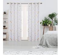 Deconovo Lot de 2 Rideaux Occultants à Oeillets et Etoiles Dorés pour Salon Chambre 117x 229 CM Blanc Pâle Gris