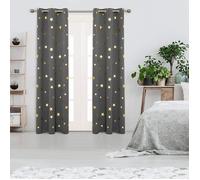 Deconovo Lot de 2 Rideaux Occultants à Oeillets et Etoiles Dorés Rideaux pour Salon Chambre Isolant 117x138 cm Gris Clair