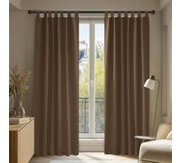 Deconovo Lot de 2 Rideaux Occultants à Pattes de Chambre 140x245cm Isolant Thermique Anti Froid Brun