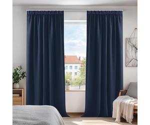 Deconovo Lot de 2 Rideaux Occultants avec Galon Fronceur Rideau Grande Largeur pour Fenetre Isolant Thermique Anti Froid 140x200cm Bleu Marine
