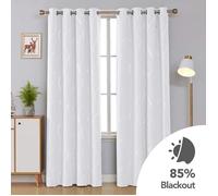 Deconovo Lot de 2 Rideaux Occultants avec Oeillets - Isolation Thermique, Motif Argenté Élégant140×240 cm Blanc Pâle Gris
