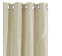 Deconovo Lot de 2 Rideaux occultants décoratifs à Lignes ondulées argentées imprimées avec œillets pour Chambre de bébé, Isolation Thermique, 117 x 137 cm, Beige