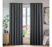 Deconovo Lot de 2 Rideaux Occultants Désign Moderne Rideau Chambre Fille Enfant Galon Fronceur Rideau Salle à Manger Gris Foncé 140x138cm