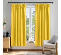 Deconovo Lot de 2 Rideaux Occultants Désign Moderne Rideau Galon Fronceur Fille Salle à Manger Fenêtre Cuisine Rideau Isolant Thermique Anti Froid Jaune Moutarde 168x183cm