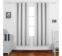 Deconovo Lot de 2 Rideaux Occultants Lourds Solides à Oeillets 135cm x 240cm Isolant Thermique Blanc Pâle Gris Blanc Pâle Gris G