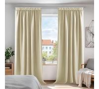 Deconovo Lot de 2 Rideaux Occultants Rideau de Porte avec Galon Fronceur Isolant Thermique Anti Froid 140x210cm Beige Foncé