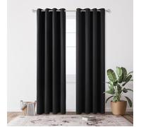 Deconovo Lot de 2 Rideaux Occultants Rideaux Salon à Oeillets 140x260cm Isolant Thermique Noir