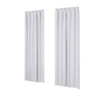 Deconovo Lot de 2 Rideaux Occultants Thermique Décoration Galon Fronceur Chambre de Porte d’Entrée Blanc Pâle140×245 CM