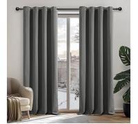 Deconovo Lot de 2 Rideaux Occultants Thermiques Isolant Anti Chaleur à Oeillets - 132x138cm - Gris Clair