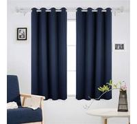 Deconovo Lot de 2 Rideaux Occultants Uni Rideau Occultant Isolant Thermique Rideau Occultant à Oeillet Rideau pour Salon 132x160cm Bleu Marine Bleu G