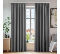 Deconovo Lot de 2 Rideaux Opaques avec Galon fronceur, Isolation phonique Contre Le Froid, 138 x 140 cm (Hauteur x Largeur) Gris Clair