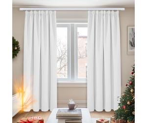 Deconovo Lot de 2 Rideaux Thermiques Rideau Isolant Anti Froid Rideaux Occultants Isolants Galon Fronceur Rideau Cuisine Gris Perle 132x214cm