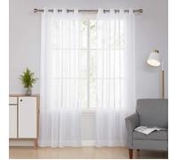 Deconovo Lot de 2 Rideaux Voilages Souples à Oeillets pour Chambre de Fille 140x245cm Blanc