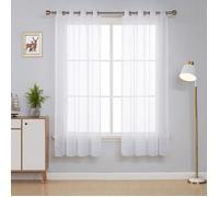 Deconovo Lot de 2 Voilages Semi-Transparents Décoratifs pour Chambre à Coucher, 140 x 175 cm (Largeur x Longueur), Blanc