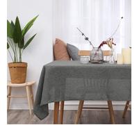 Deconovo Nappe Anti Tache Effet Lin Rectangulaire Impermeable Decoration de Table 150x300cm Gris