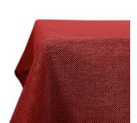 Deconovo Nappe Effet Lin Déperlante Table Basse Anti Tache Rouge | 150x300 cm, 1 pièce, Décoration, Lavable, Nappe Rectangulaire, pour Jardin, Terrasse, Cuisine, Salle à Manger et Pique Nique