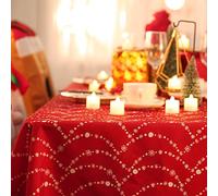 Deconovo Nappe Géométrique pour Paques Noel Decoration Imperméable Nappe de Noel Imprimé Colliers 137x274cm Rouge Nappe Moderne