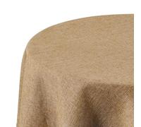 Deconovo Nappe Lavable, imperméable, Effet Lotus, Aspect Lin, Ronde, 140 cm, Marron Ocre, 1 pièce