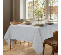 Deconovo Nappe Lavable Preuve de l'eau Rectangulaire Decoration Effet Lin imperméable, 130x220 cm, Gris Argenté, 1 pièce