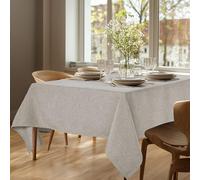 Deconovo Nappe Lavable Preuve de l'eau Rectangulaire Decoration Effet Lin imperméable, 130x220 cm, Lin Clair, 1 pièce