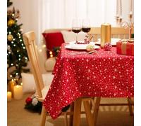 Deconovo Nappe Noël Rouge Nappe Rectangulaire avec Motif Etoile 137x200cm Nappe de Table