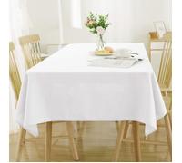 Deconovo Nappe pour Salle à Manger Effet Lin Rectangulaire Impermeable 140x300cm Blanche